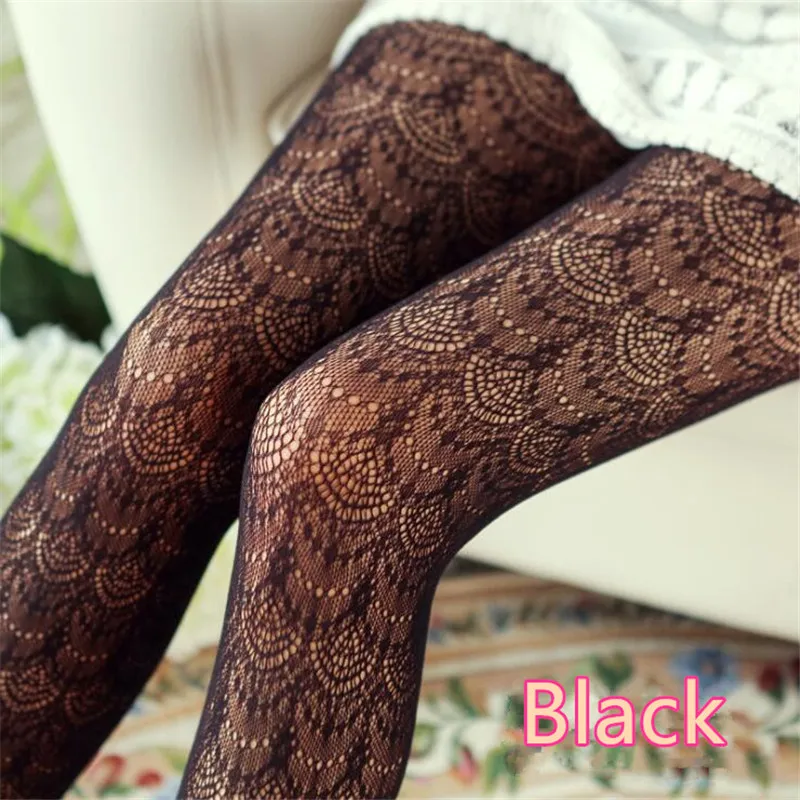 Black Винтажные Ажурные кружевные шелковые колготы в стиле Лолиты, женские костюмы для косплея, аксессуары, колготки, носки - Цвет: Black