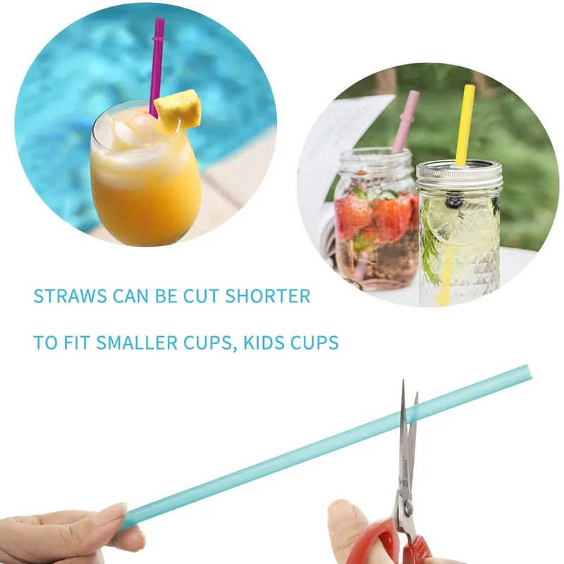 25 шт. многоразовые пластиковые соломинки без бисфенола А радужные цветные