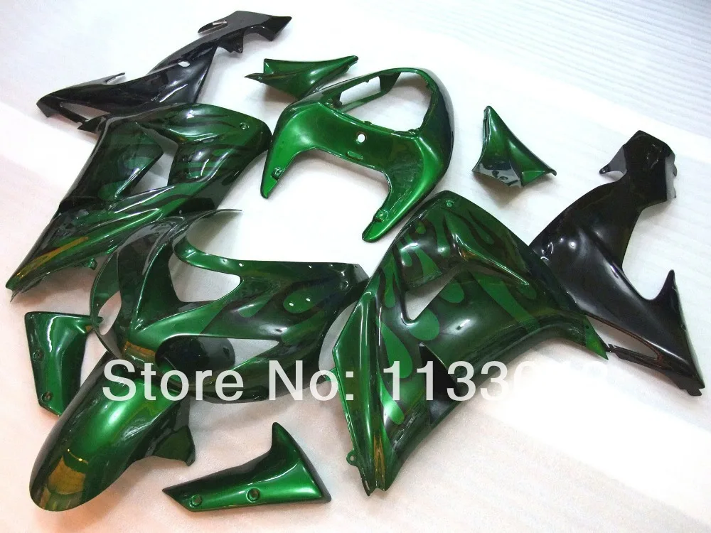 

Flame Green Black Fairing Kits FOR KAWASAKI NINJA ZX10R 06-07 ZX 10R 06 07 ZX-10R 06-07 10 R ZX 10R 2006 2007 Fairing Parts