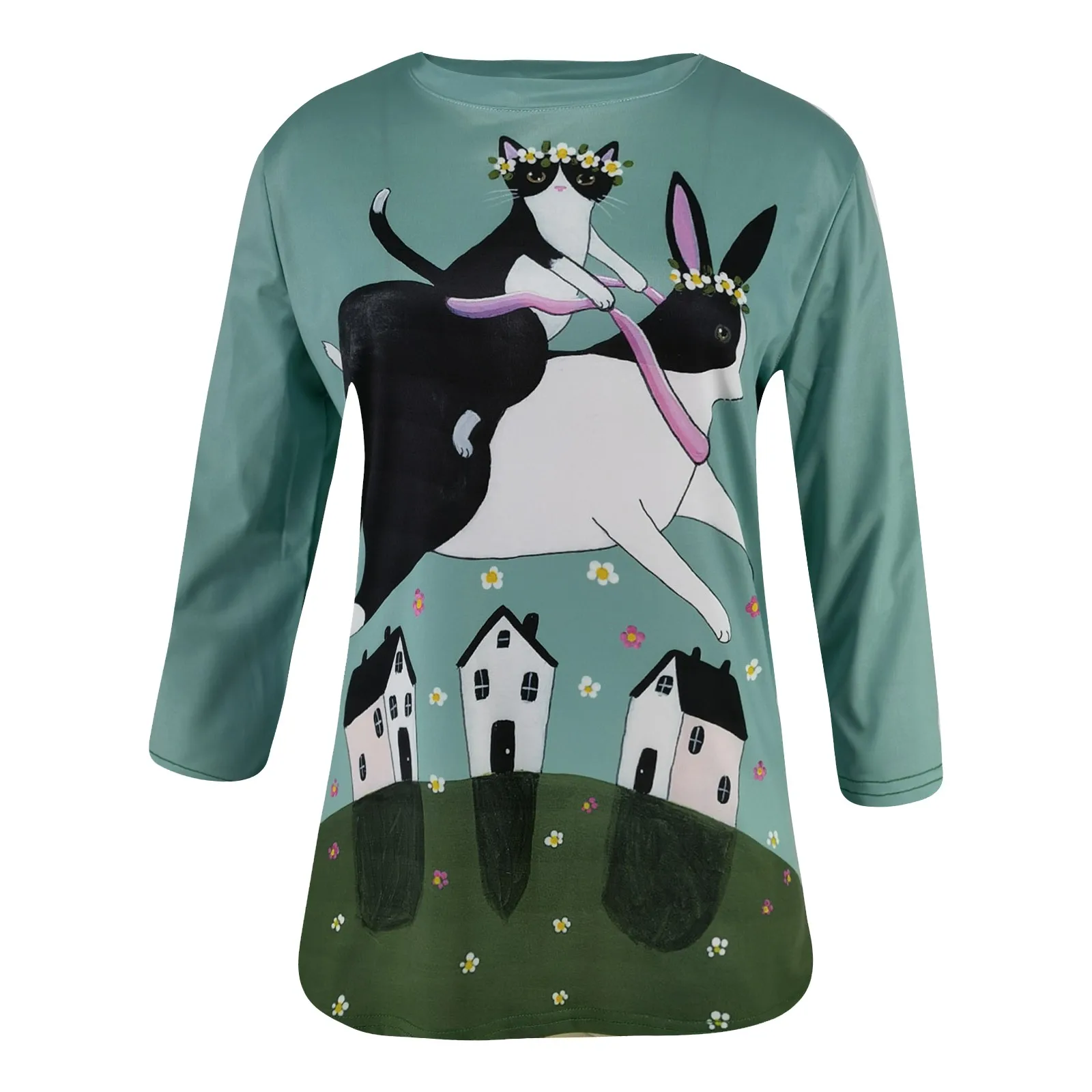 Весенние женские футболки Camisetas с рукавами средней длины подходящие ко всему