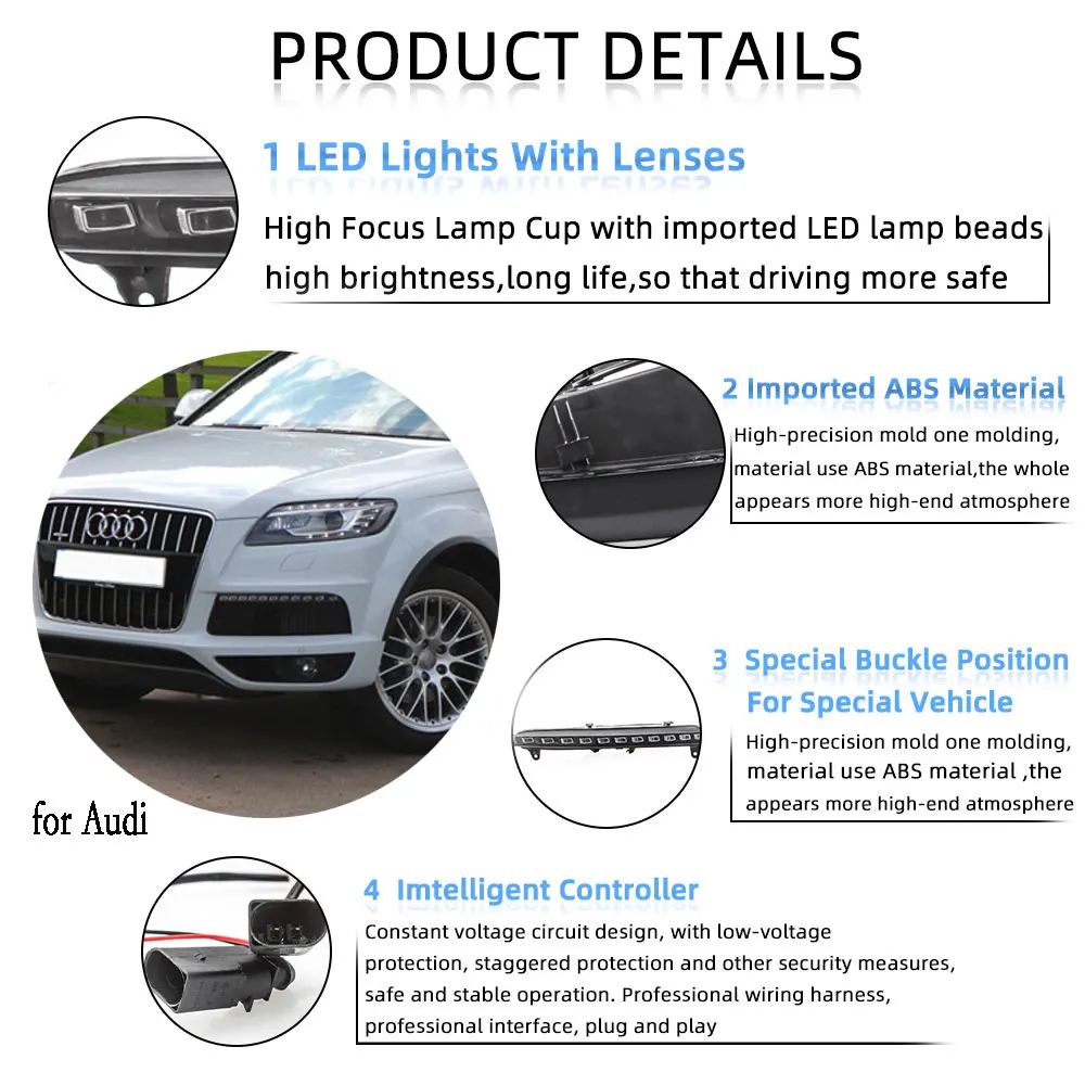 Светодиодный ные ДХО Противотуманные фары s для Audi Q7 2006 2007 2008 2009 передние