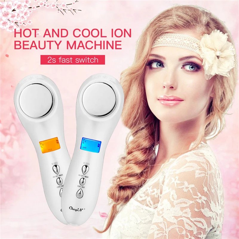 

Hot and Cold Hammer Women Skin Rejuvenation Face Massager Skin Tightening Anti Age Face Roller Facial Lifting Device LCD Display