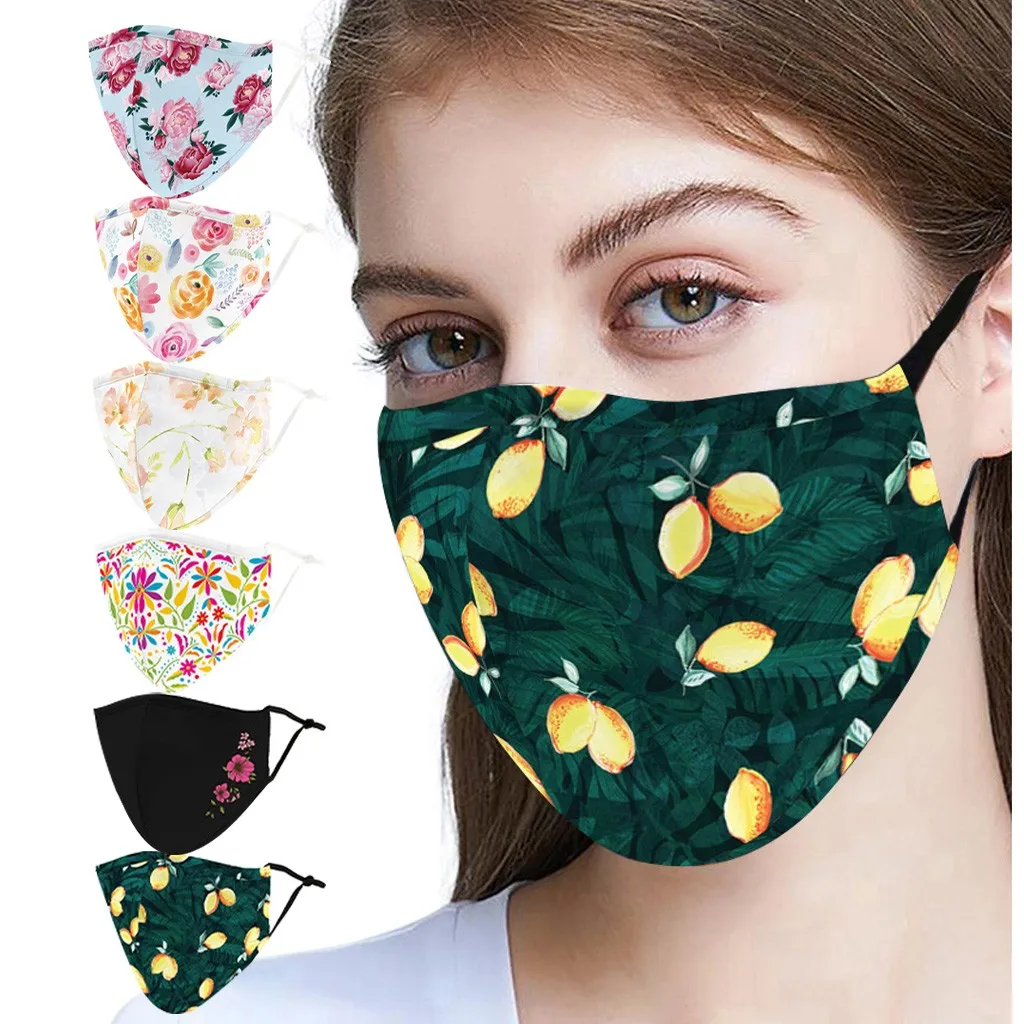 

Flower Face Casual Mask Printed Masks Activated Carbon Pm2.5 Outdoor Windproof Mouth Mask Washable Face Respirator Masks