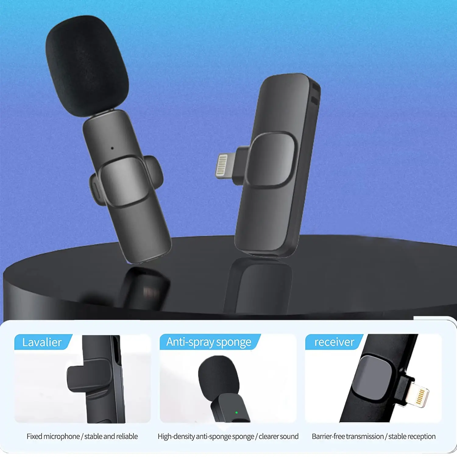 wireless lavalier microphone audio video recording mini mic for android iphone live broadcast gaming phone microfonoe free global shipping