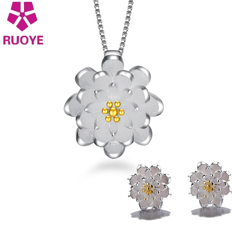 Серьги кулон модный новый цветок ювелирный набор Bijoux Femme Ensemble Bisuteria подвеска