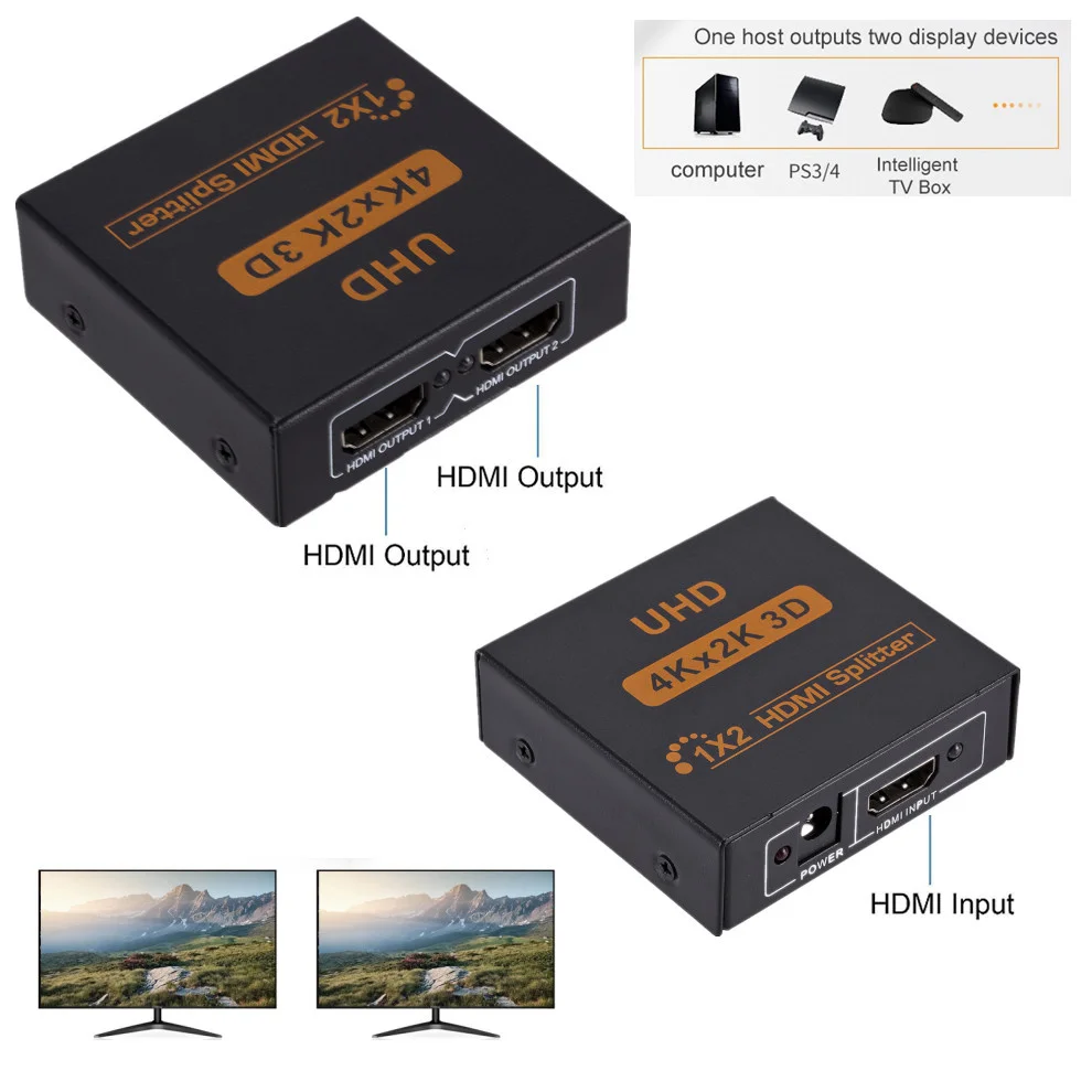 Сплиттер LccKaa 4k HDMI совместимый сплиттер Full HD 1080p видео переключатель 1X2 1 в 2 выход
