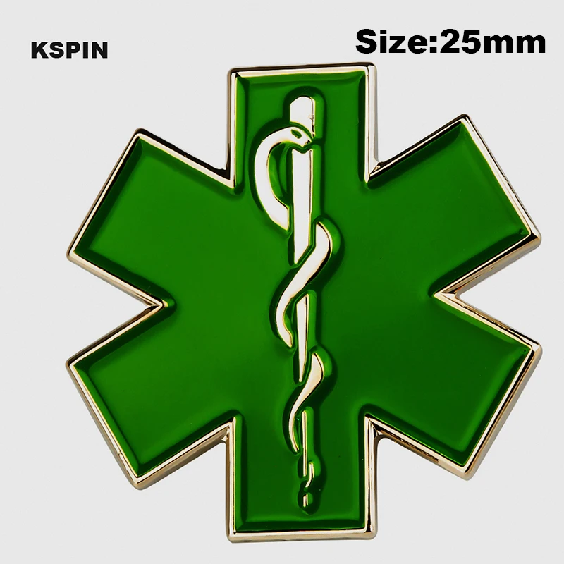Зеленая звезда жизни сестринская скорая нагрудная булавка значок EMT EMS синяя
