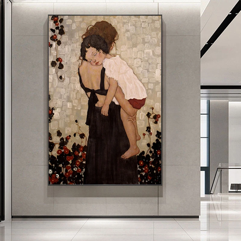 

Xi Pan Mother and Child Canvas Art Painting Figure Prints and Posters on Canvas Wall Picture for Living Room Home Decor