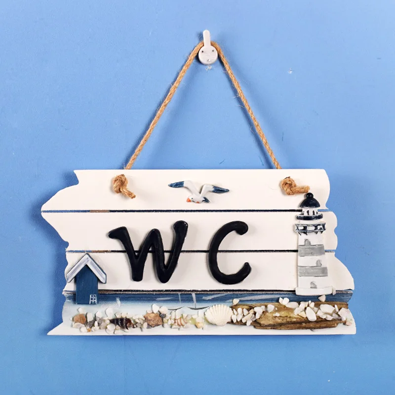 Новый WC дерево Doorplate двери туалета доска Ванная комната стене висит знак Морской