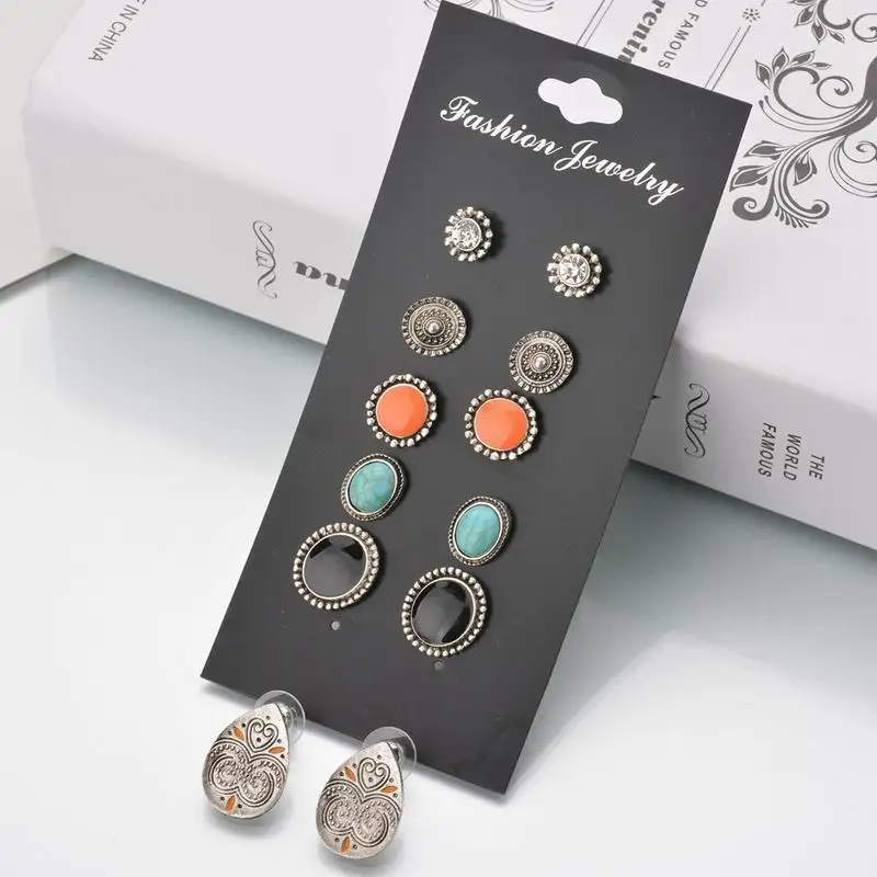 Модные готические серьги гвоздики из сплава с кристаллами геометрические