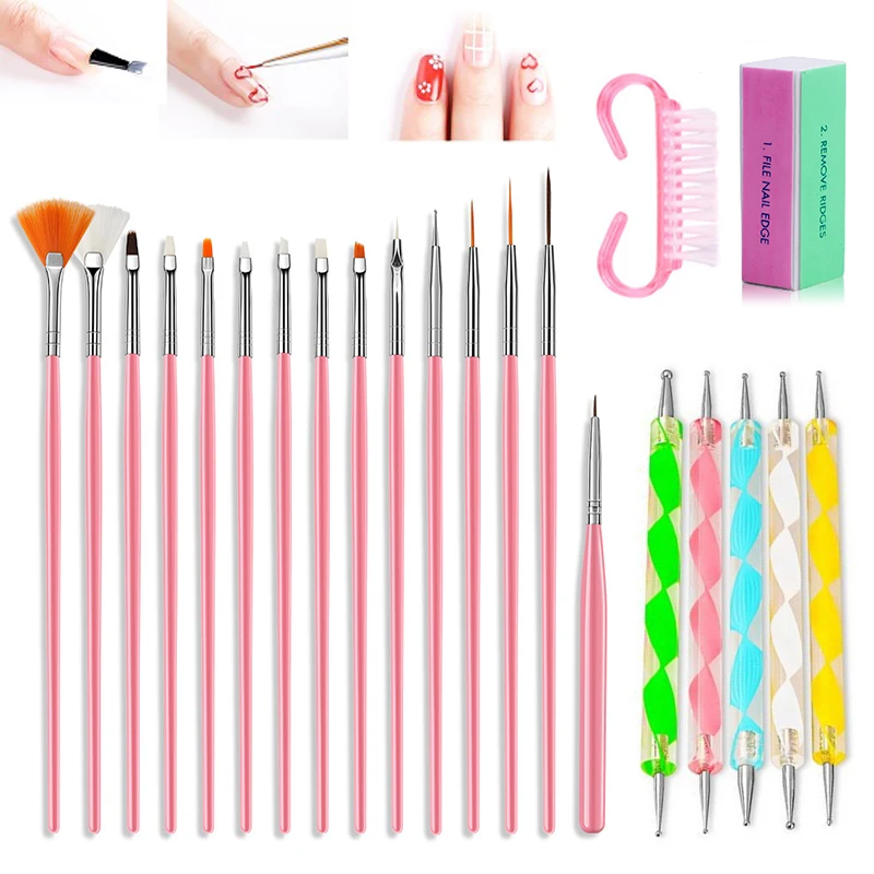 

Nail Brushes Set Double-headed Use Point Diamond Carving Paint Pen Nail Art Drawing Line Carving Dotting Pen Nail Art Tool Set