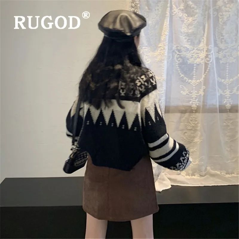 RUGOD милый укороченный свитер элегантный джемпер Kawaii пуловер Зимние Топы для женщин корейский стиль размера плюс Kpop одежда осень