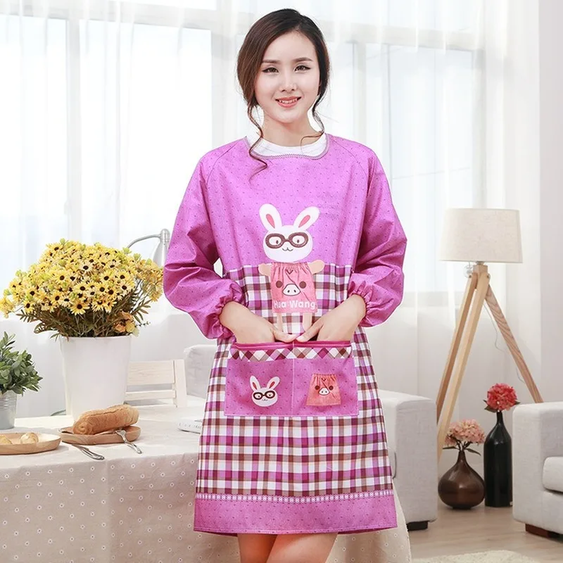 

Водонепроницаемый Фартук с длинным рукавом для взрослых и кухни для пар модные для пар нагрудники для взрослых льняные фартуки кухонные ак...