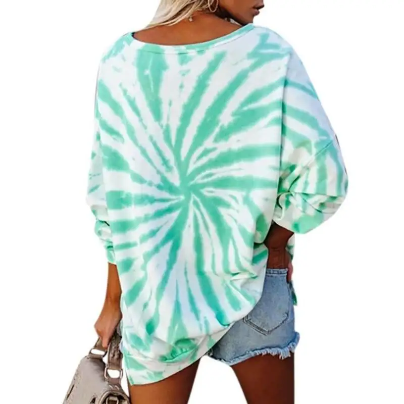 

Womens Tie Dye Crew Neck Baggy Loose Sweater Winter Pullover Jumper Top Knitwear