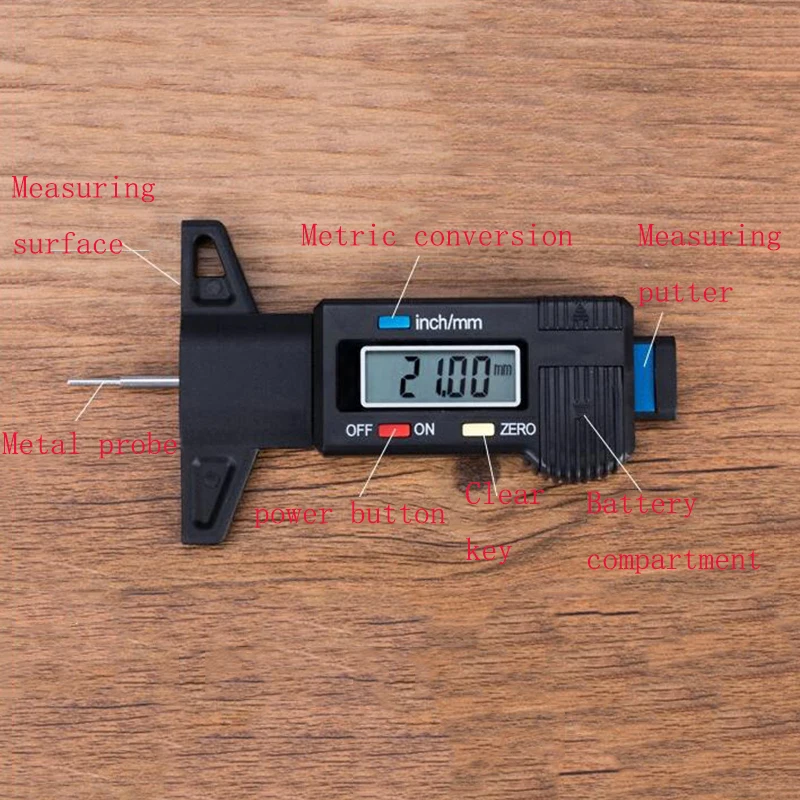 Электронный цифровой измеритель глубины протектора 0 25 мм датчик давления в