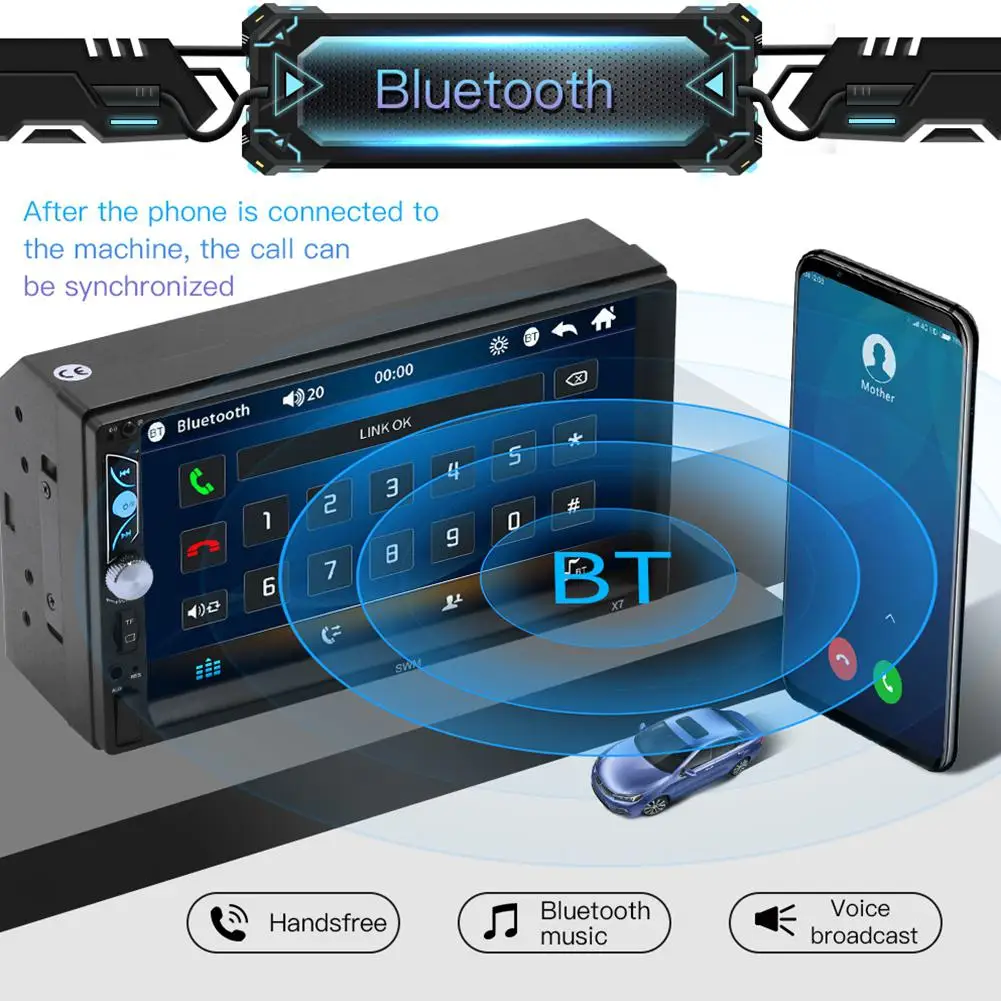 Adeeing HD 7 дюймов Bluetooth MP5 плеер Автомобильное видео MP4 мобильное соединение RCA аудио