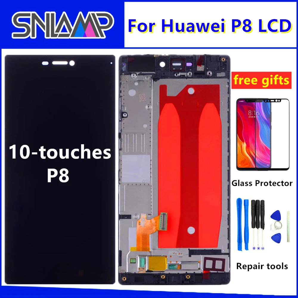 5," ЖК-дисплей для HUAWEI P8 Замена сенсорного экрана с рамкой для HUAWEI P8 ЖК-дисплей GRA L09 gra-l09 gra-ul10