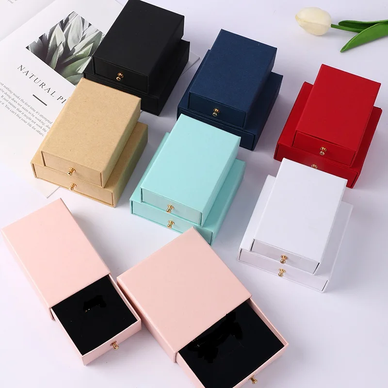 With Rivet Black Foam Insert Jewelry Packaging Boxes For Necklace Bracelet Earrings Gift