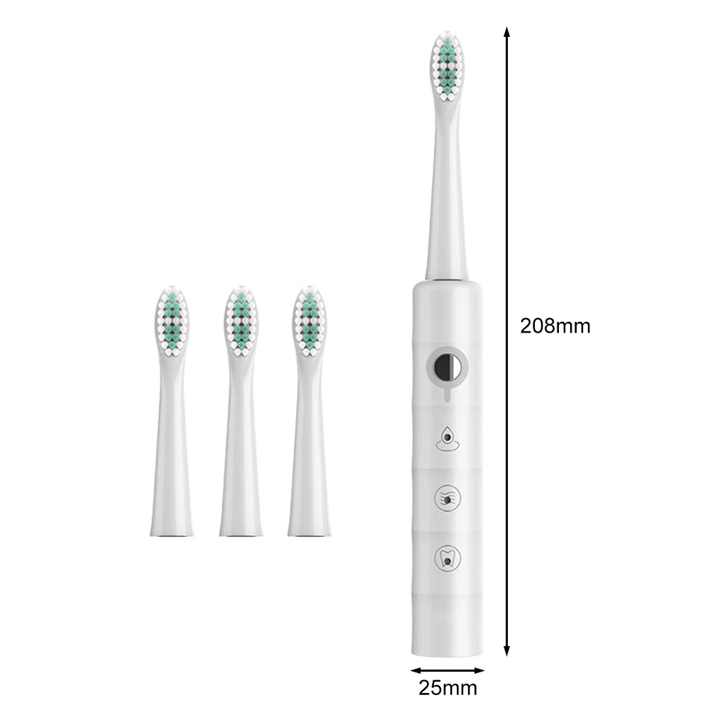 

Electric Toothbrush Smart Rechargeable Toothbrush Adult Timer IPX7 Waterproof Automatic Ultrasonic Brush With 3 Replace Head
