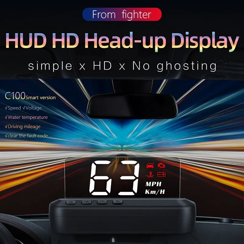 Дисплей на лобовое стекло Hud Obd2 Winshield прибор для измерения скорости и оборотов в