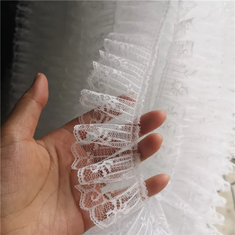 1 ярд плиссированная кружевная лента из гипюра белого черного цветов 5 см|Кружево|