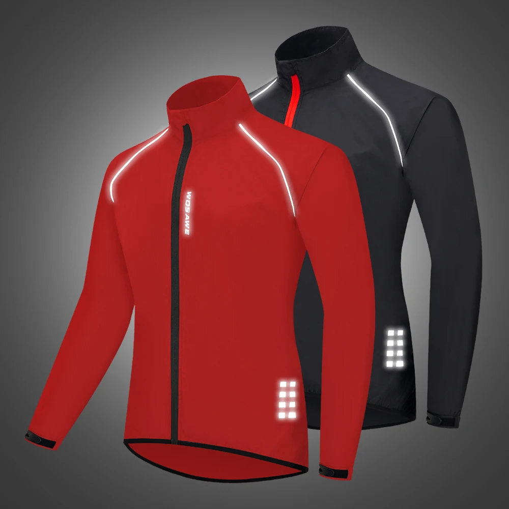 WOSAWE Reflective Portable Cycling Jacket Windproof Waterproof Mountain Bike MTB Wind Coat Running Riding Bicycle Windbreaker
