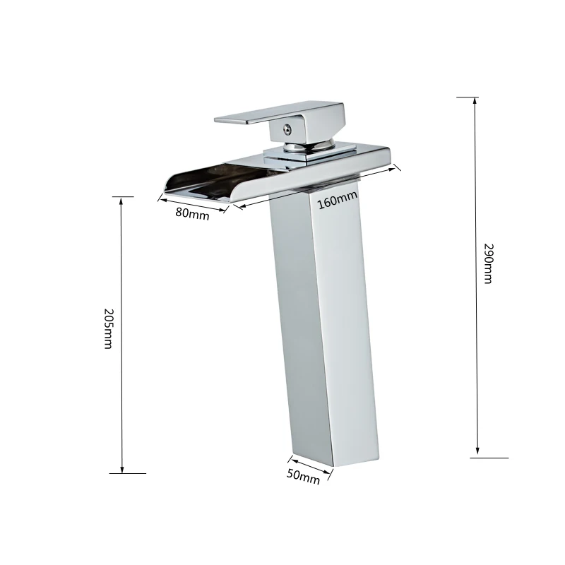 

Led Faucet High Waterfall Brass Basin Bathroom Deck Mounted sink Mixer Tap