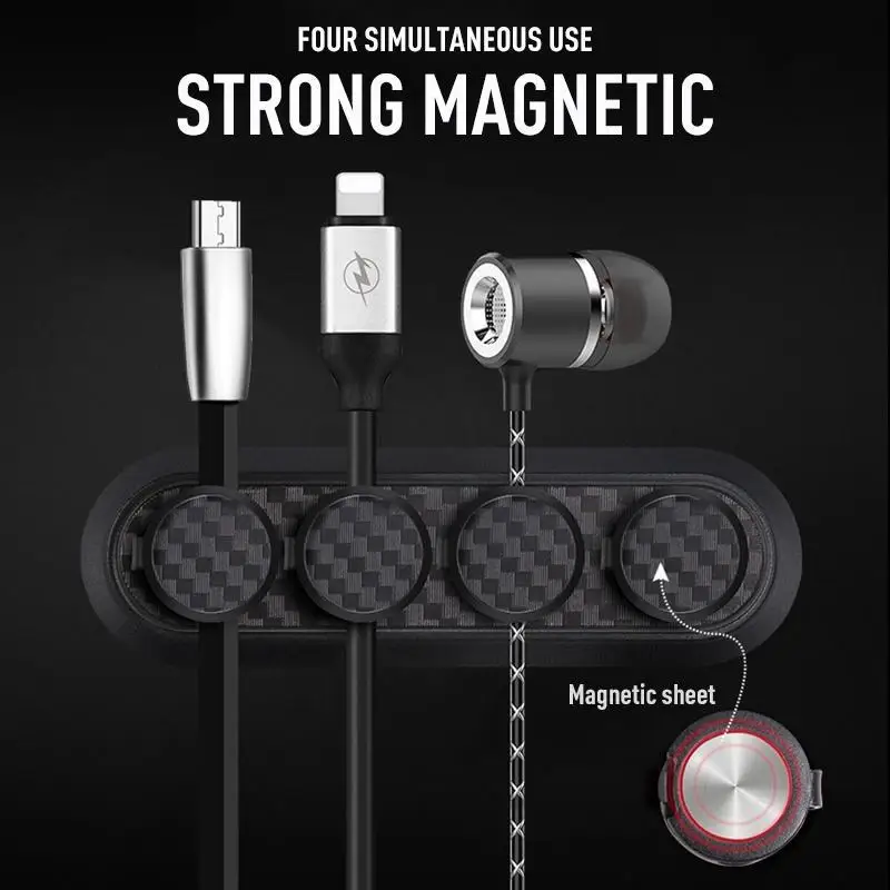 

Carbon Fiber Magnetic Organizer Storage Hub Cable Wire Desktop Storage Rack Power Cord Data Line Hub Holder Clip USB Charger r20