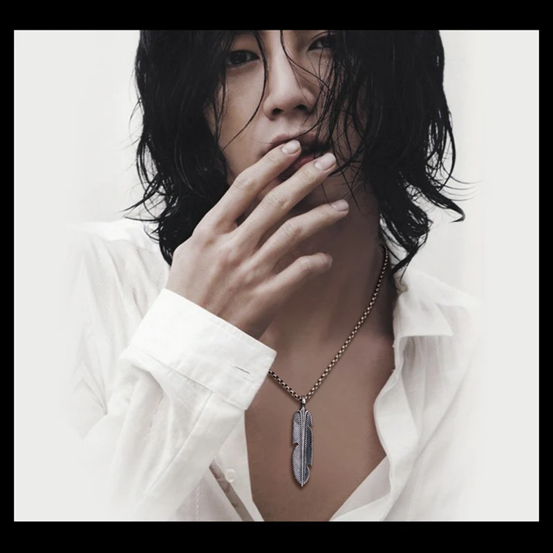 

Indian Style Feathers Pendant 100% Real 925 Sterling silver Free leather rope Necklace Pendant Jewelry gifts for Women Men P03