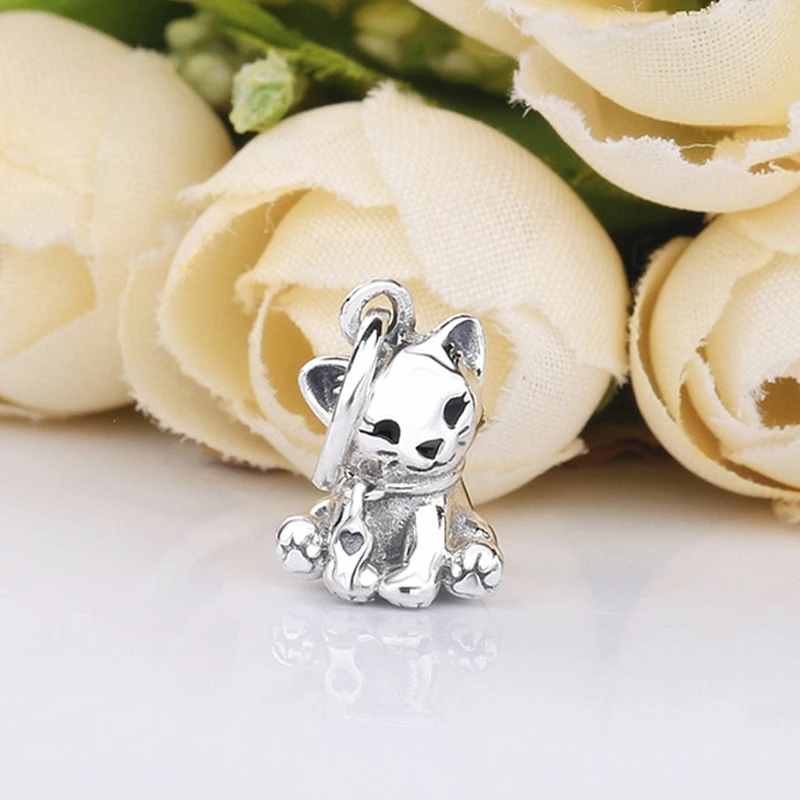 Free Shipping Authentic 925 Sterling Silver Sweet Cat Dangle Charms Fit Original Bracelet For Women DIY Jewelry S925 Beads | Украшения и