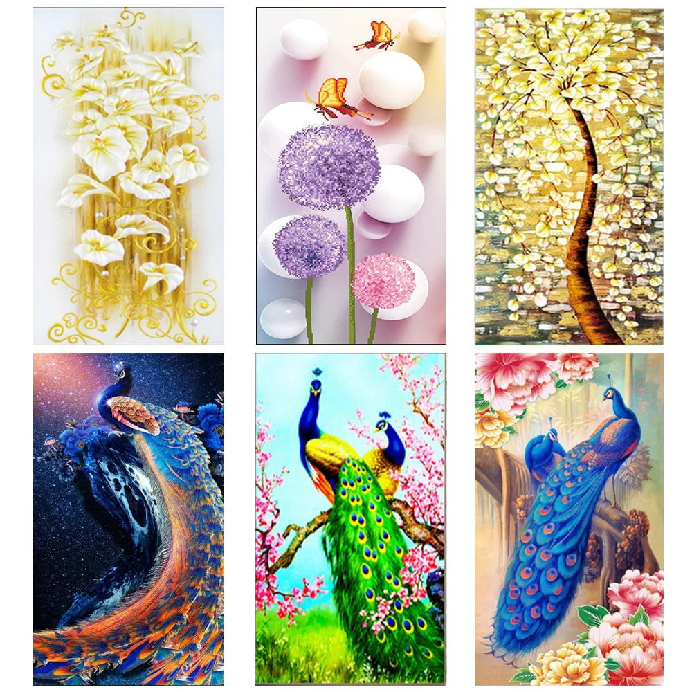 

Diy 5D Diamond Embroidery Painting Porch Peacock Lily Rod Diamond Cross Stitch Mosaic Set Home Decoration Christmas Gift