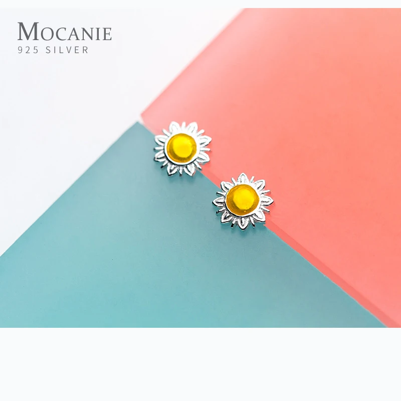 

Mocanie Autumn New Lovely Yellow Sun Flower Daisy Stud Earring for Women 925 Sterling Silver Flora Ear Pin Fine Jewelry Brincos