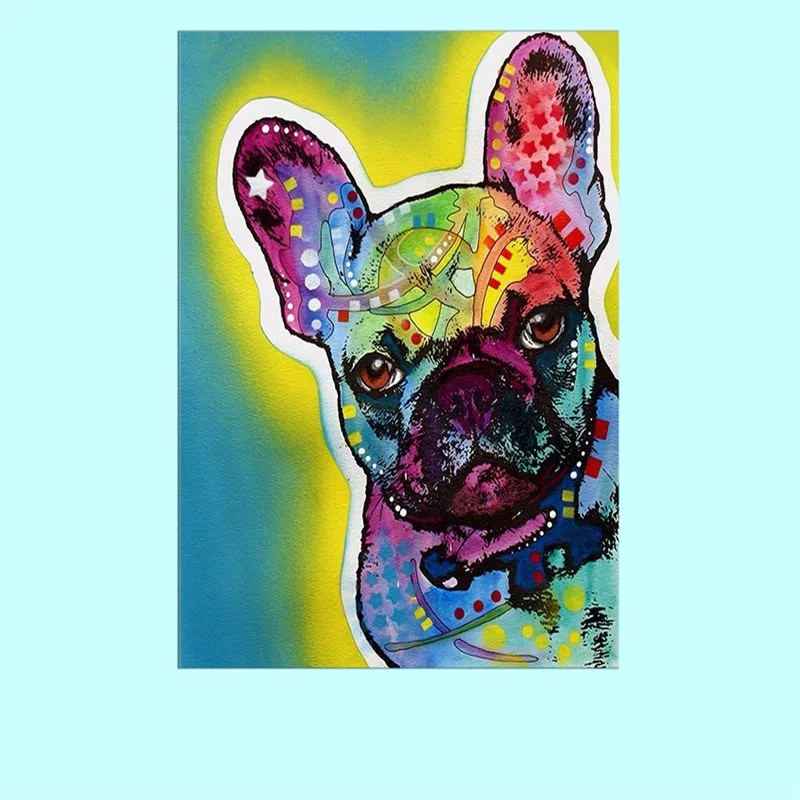 

Canvas painting Adornment picture Draw core Household Personality Spray painting Colorful French bulldog Modern Home Decor Hot