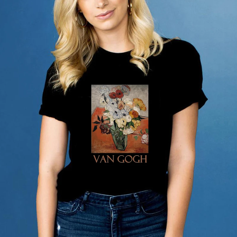 

Van Gogh Van Goghing Van Gone Meme Funny T-Shirt Hipsters Cute Graphic Tee Summer Fashion Quotes White Shirts M