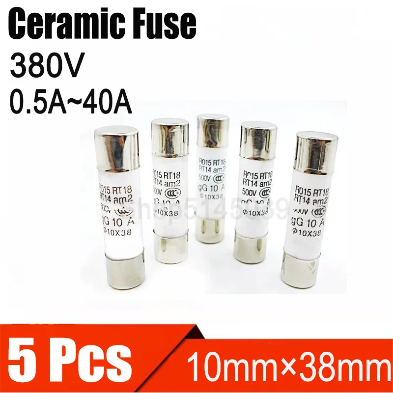 Керамический предохранитель 10*38, 10x38 мм, 380 В, 380 А, В, в, керамический предохранитель RO15