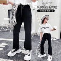 girls spring autumn new black trousers childrens flared pants teenagers kids fashion slim bottoms trousers pants 4 to 14years