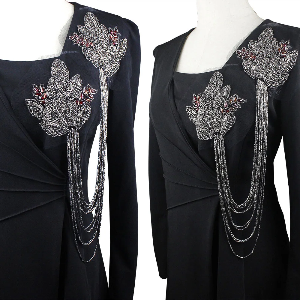 Ручная нашивка из бисера Листьев цветов кисточек наплечная доска аппликация на