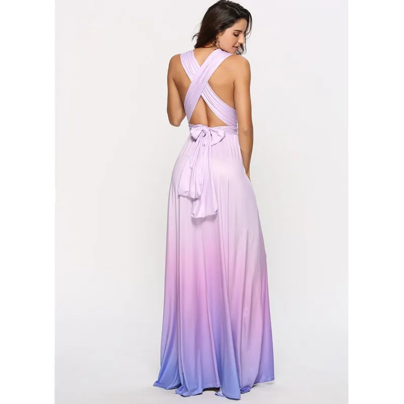 Женское длинное платье-макси с градиентом летнее платье-трансформер разных