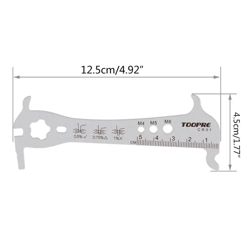 

6 in 1 Mountain Bike Chain Length Checker Stainless Steel Bicycle Chain Gauge Wear Measure Indicator Repair Tool