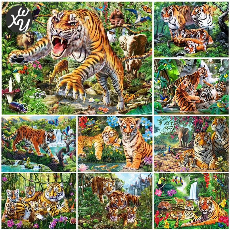 

Алмазная живопись WEIWEI с изображением тигра, наборы для вышивки крестиком 5D, алмазная вышивка стразы, бриллиантовый набор для декора дома