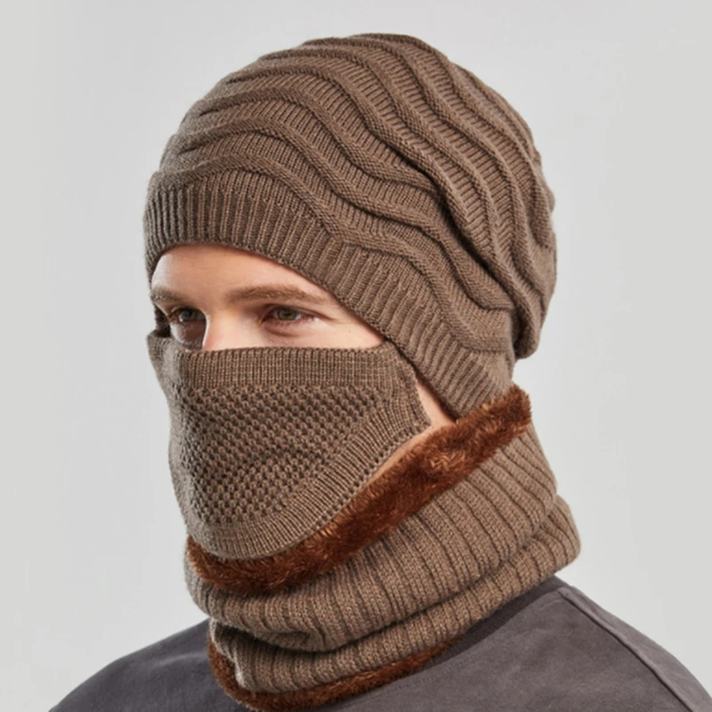 

Three-Piece Knitted Hats Scarf Gloves Set Autumn Winter Warm Fashion Gilr Hat Boy Cap Thick Wool Fashion Solid Color