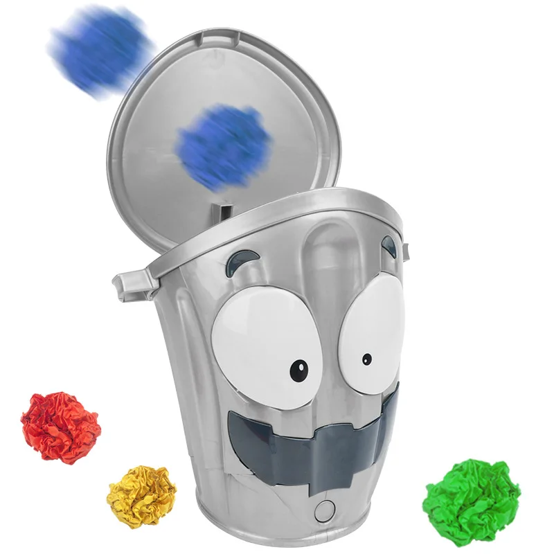 Мультяшная электрическая сумасшедшая движущаяся мусорная корзина