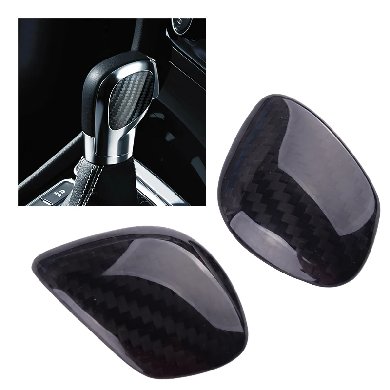 

beler 2Pcs/Set Carbon Fiber Black Car Shift Knob Badge Emblem fit for Volkswagen VW Golf GTI MK7 CC Lamando Bora T-ROC Tharu