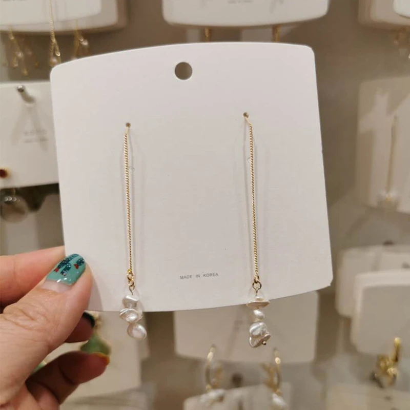 Женские длинные серьги с пресноводным жемчугом подвески в Корейском стиле