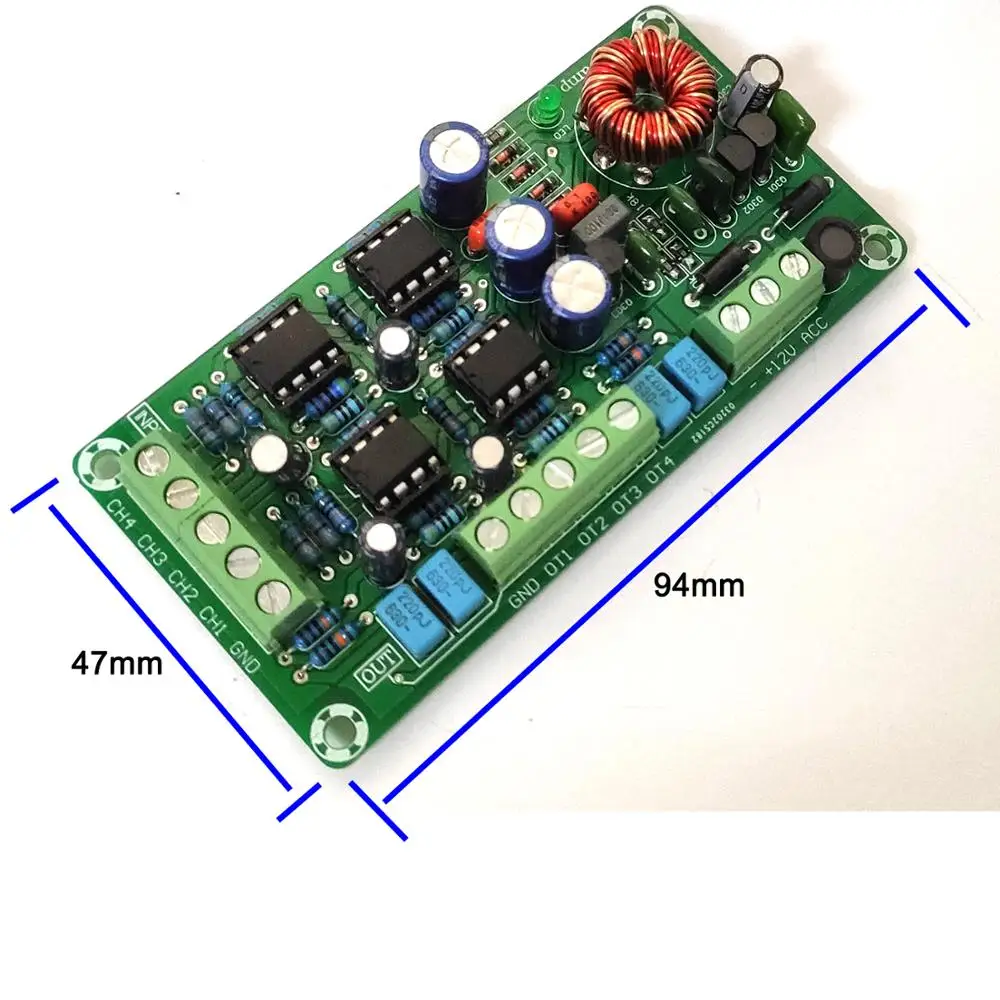 Автомобильный усилитель Передняя пластина четыре канала OP AMP 5532 Hi-Fi