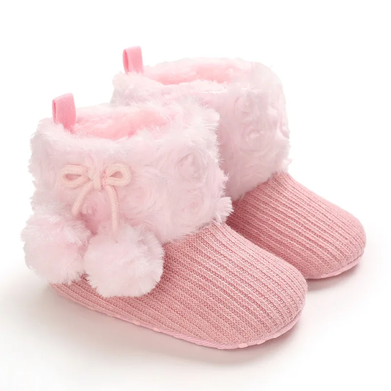 

0-1year Old Baby Shoes Soft Sole Infant First Walkers Toddler Girls Snow Boots Solid Color Crib Shoes