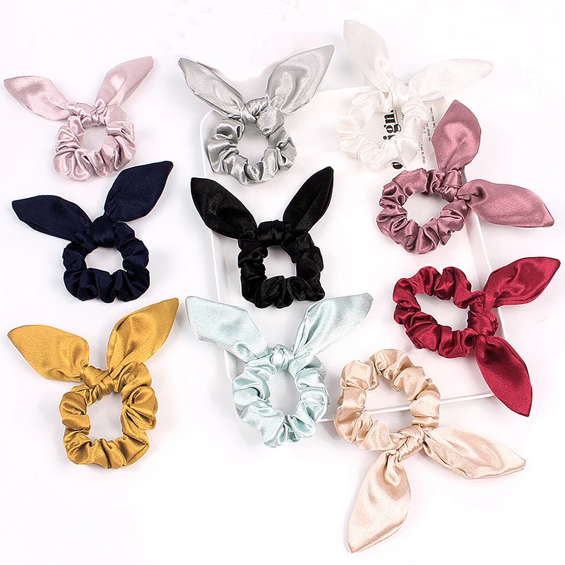 

Rabbit Ears Hair Rope Scrunchies Knot Satin Elastic Hair Ring Ears Hair Bow Tie Hot Ponytail Holder Hair Accessories Hairbands