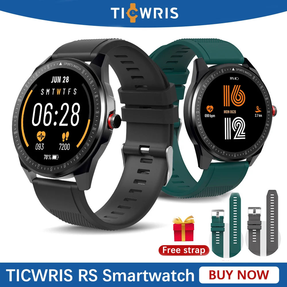 

Смарт-часы TICWRIS RS Мужские с сенсорным экраном 1,3 дюйма, IP68, Bluetooth 5,0, пульсометром, фитнес-трекером