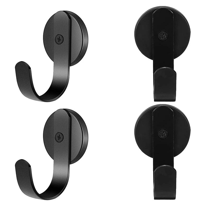 

4 Pack Magnetic Wreath Hanger Wreath Hanger for Front Door Hook for Christmas Wreath Over the Door Hanger Black