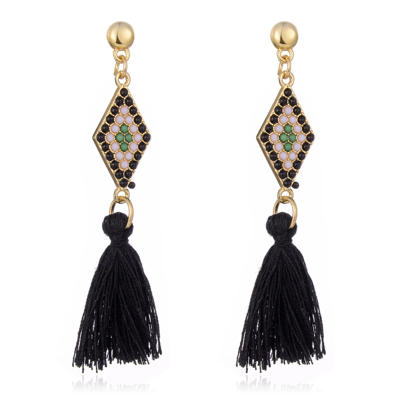 

2022 women's aesthetic Bohemian national style zinc alloy point beads tassel Pendant Earrings Fashion Jewelry